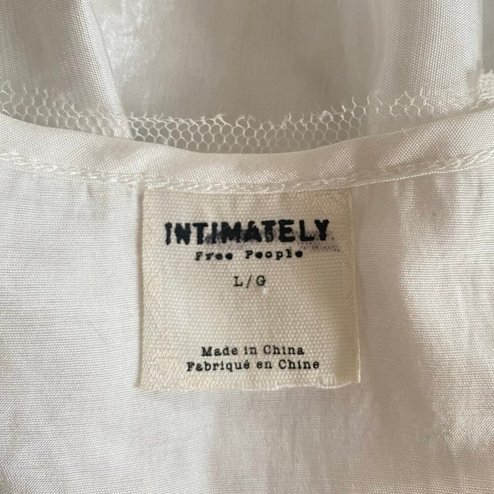 Intimately Free People Size Large White Slip Dress Tank Style Lace Panel Cottage - Picture 2 of 9